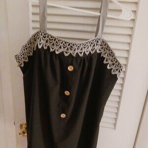SHEILAY BRAND, BLACK COLOR, LACE TRIM, SLEEVELESS TOP, SIZE XXL